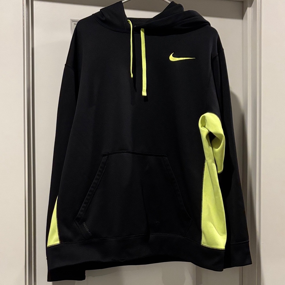 Nike Black Hoodie with Neon Yellow Accents